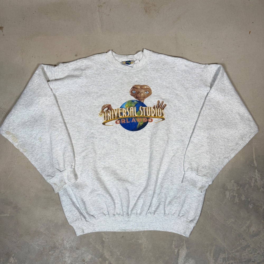Vintage 2000 Universal Studios Orlando E.T. Sweatshirt Gray XL Made in USA